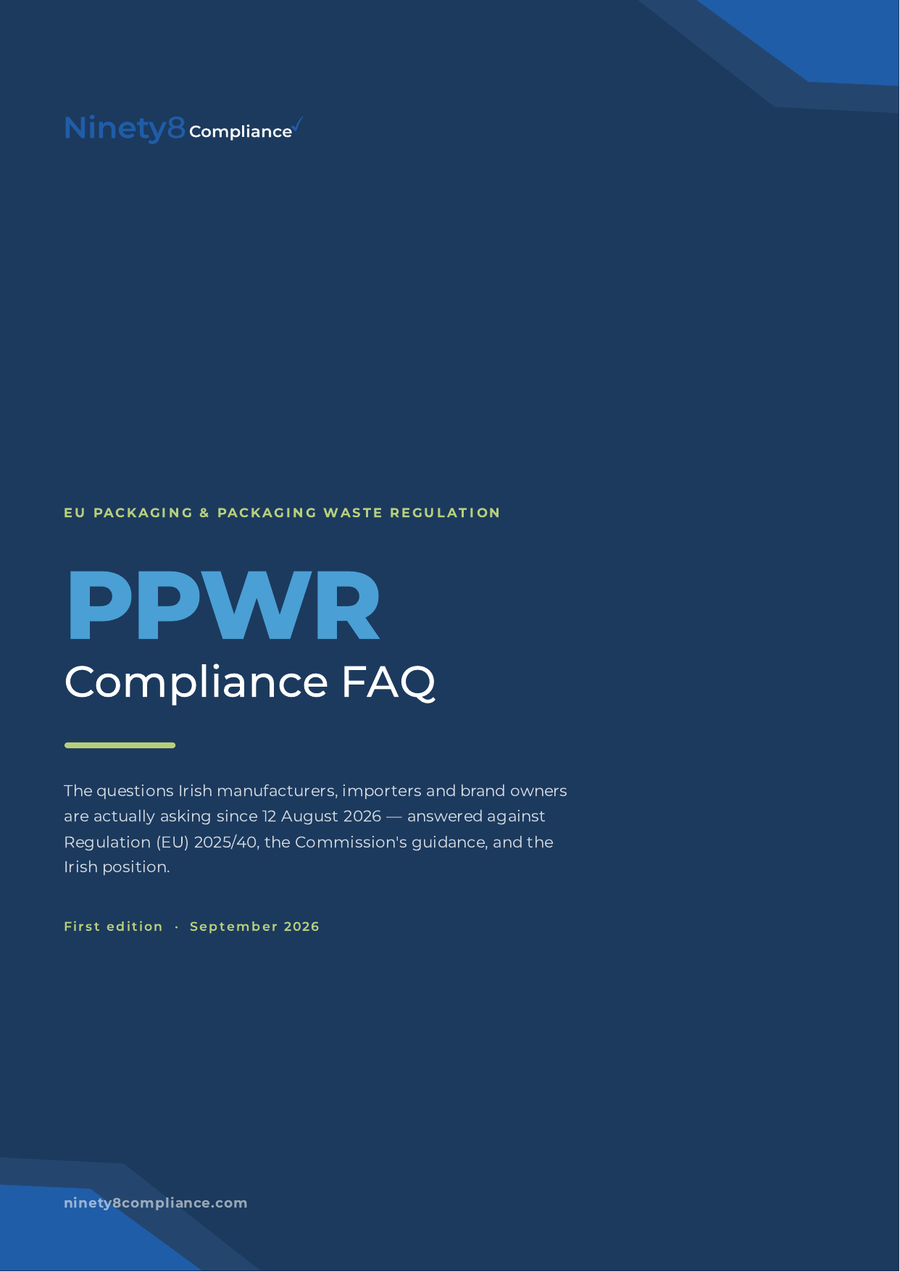 Cover of the Ninety8 Compliance PPWR Compliance FAQ